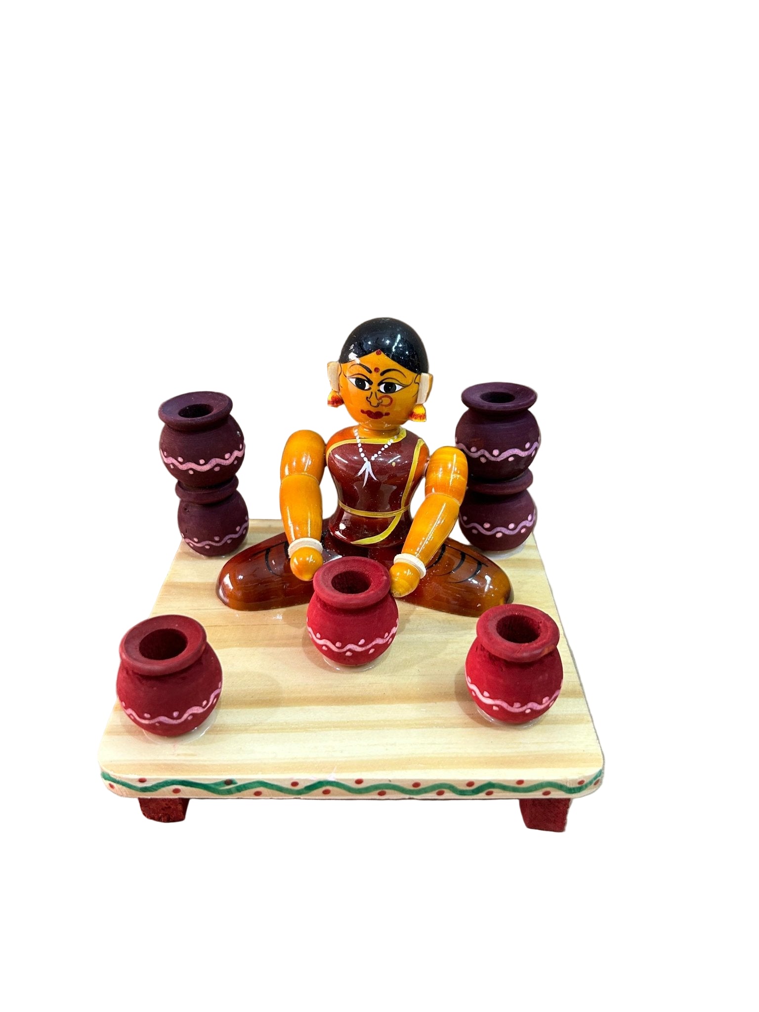 WOODEN POT MAKING LADY