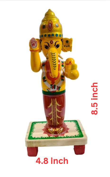 Wooden Standing Ganesh - S - ECOBASKETINDIA