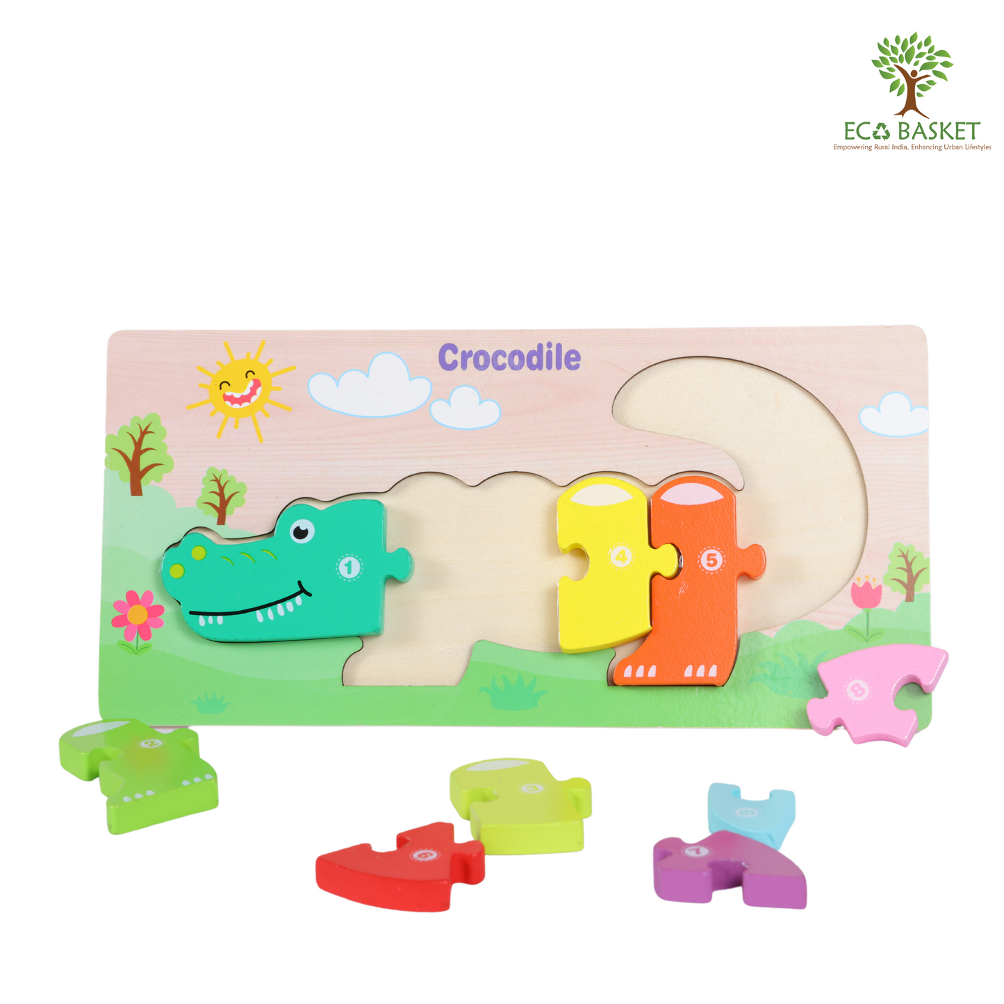 Wooden Crocodile Puzzle Pad