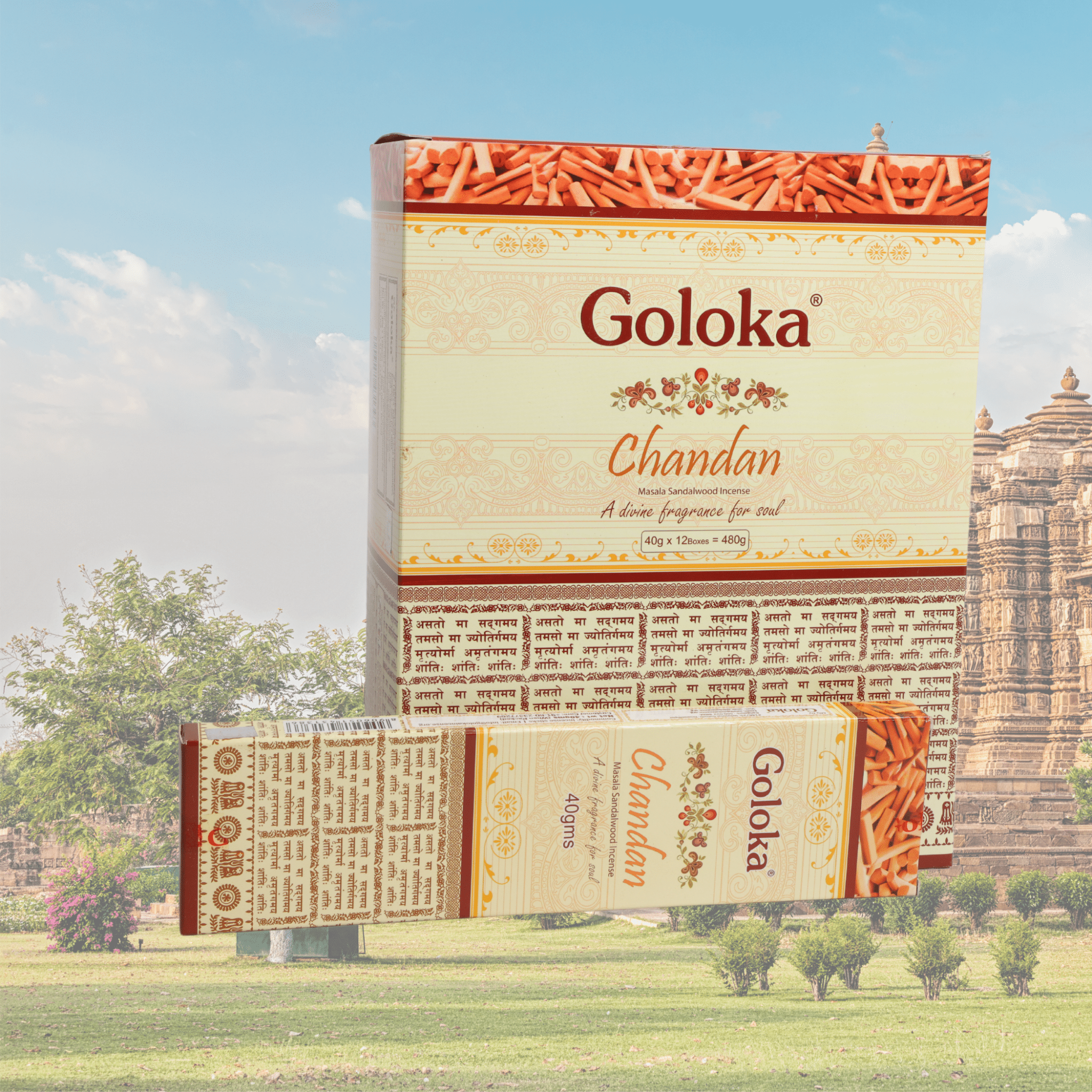 Goloka Chandan Incense Sticks - 1 Set - ECOBASKETINDIA