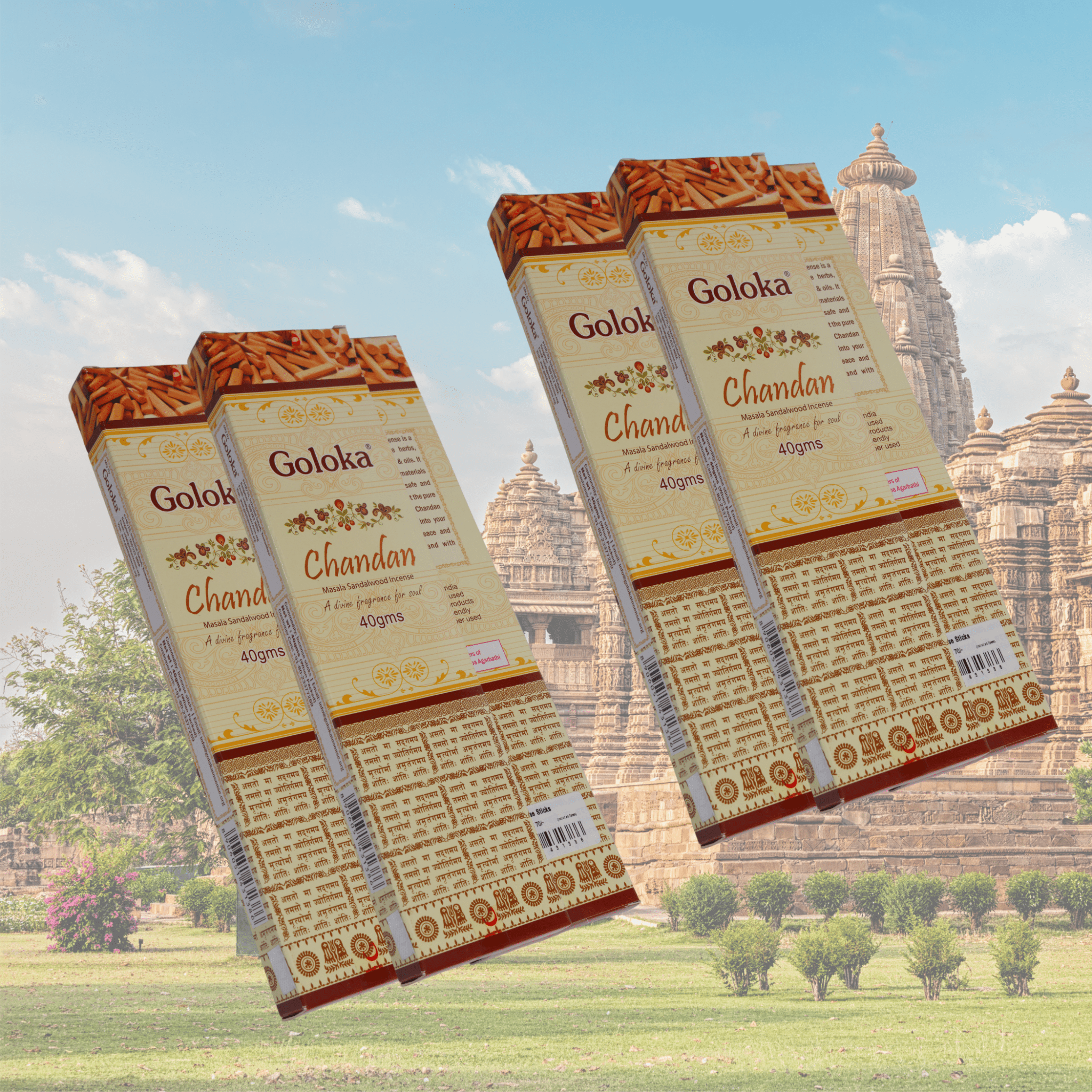 Goloka Chandan Incense Sticks - ECOBASKETINDIA