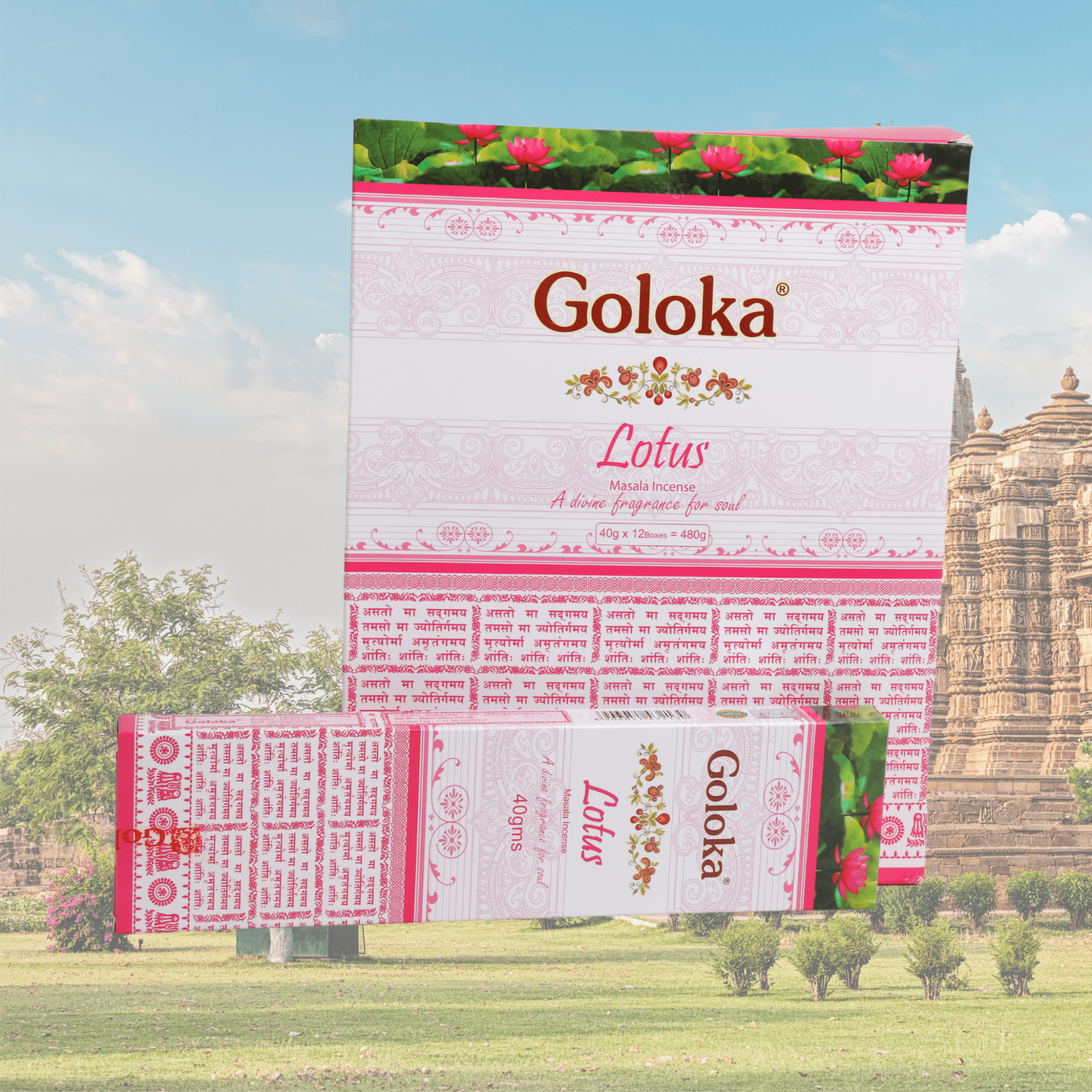 Goloka Lotus Incense Sticks - 1 Set - ECOBASKETINDIA