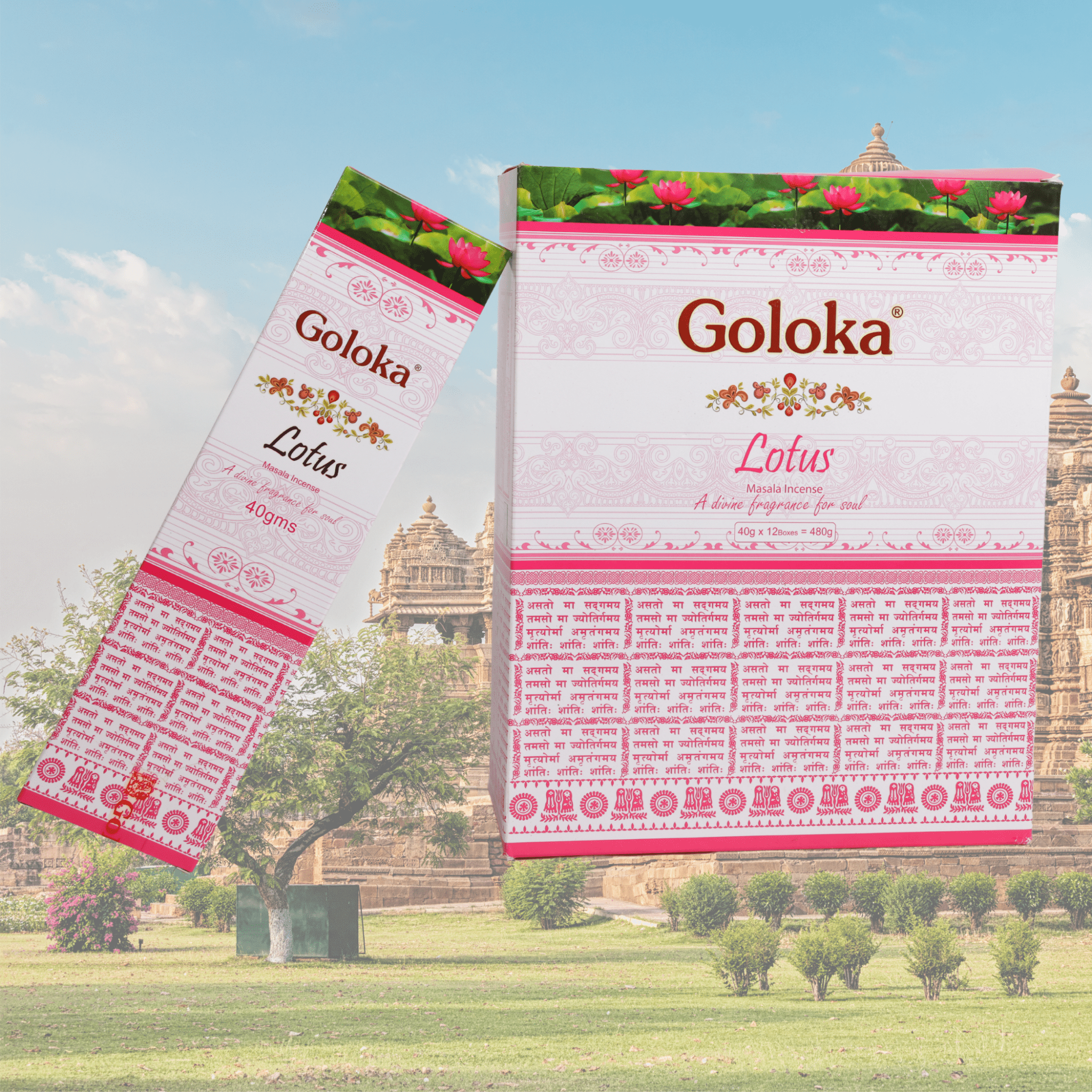 Goloka Lotus Incense Sticks - 1 Set - ECOBASKETINDIA