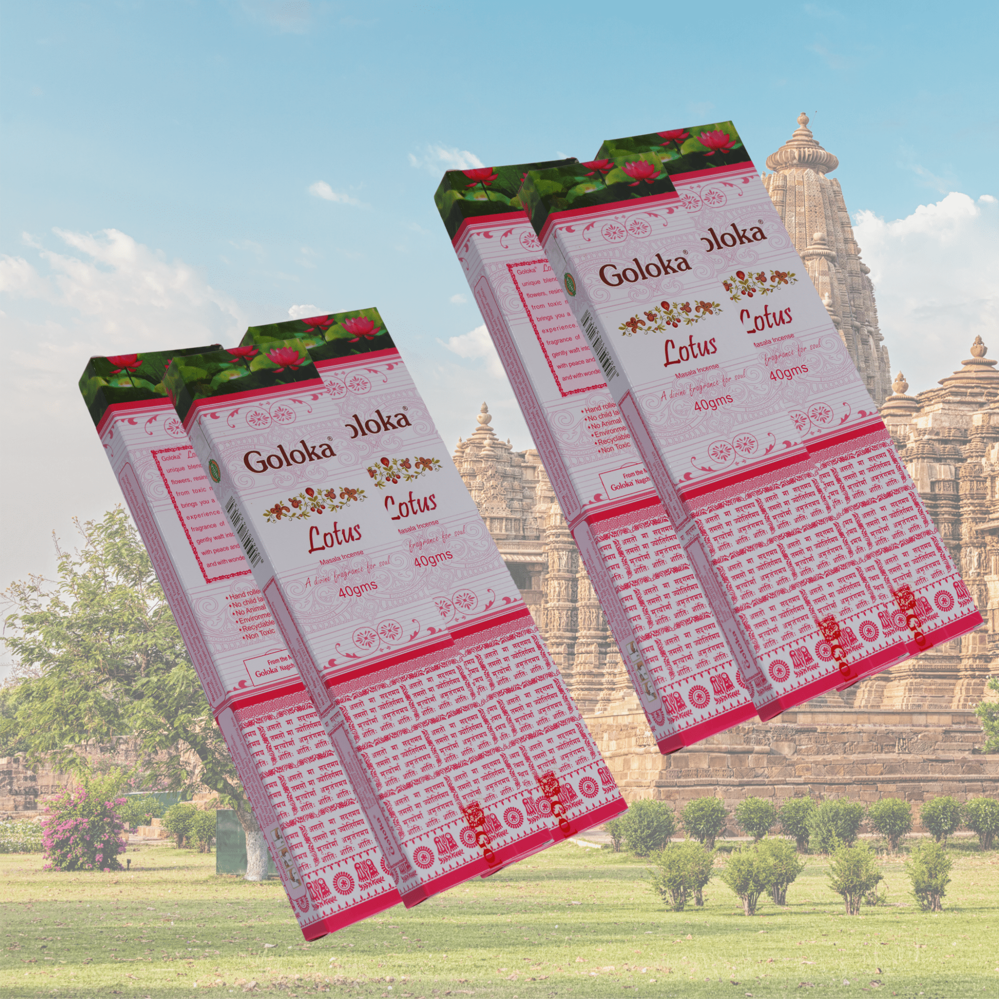 Goloka Lotus Incense Sticks - ECOBASKETINDIA