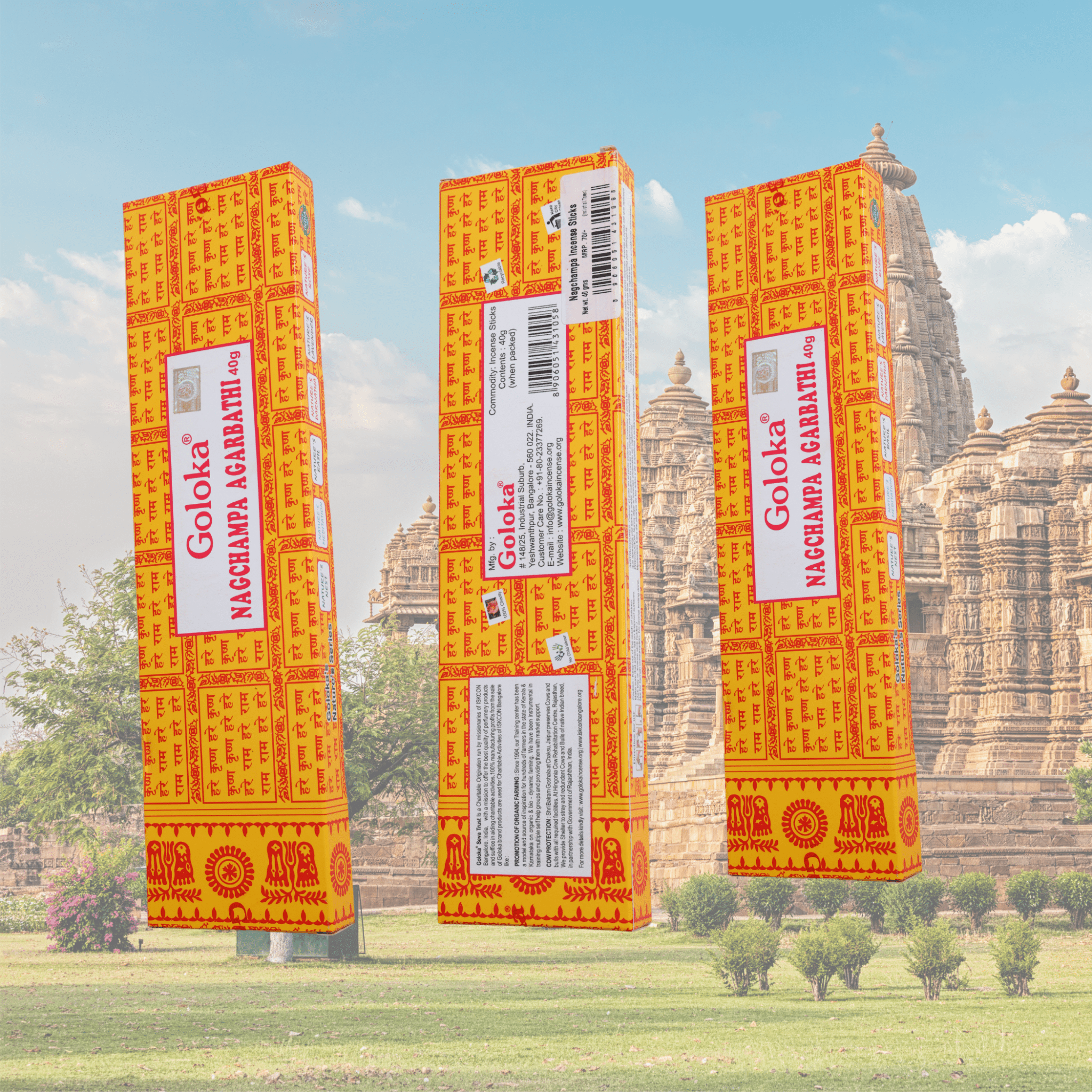 Goloka Nagchampa Incense Sticks - ECOBASKETINDIA