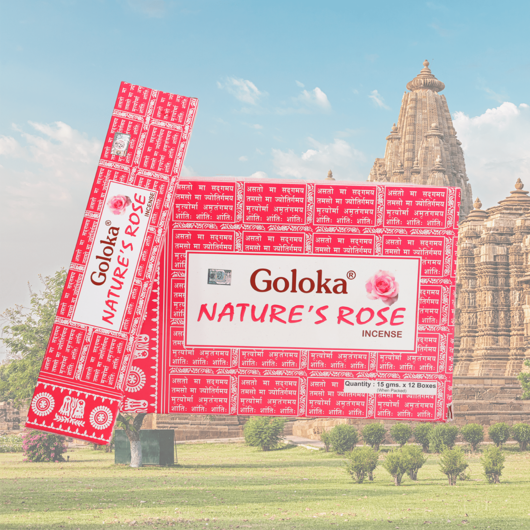 Goloka Nature's Rose Incense Sticks - 1 Set - ECOBASKETINDIA