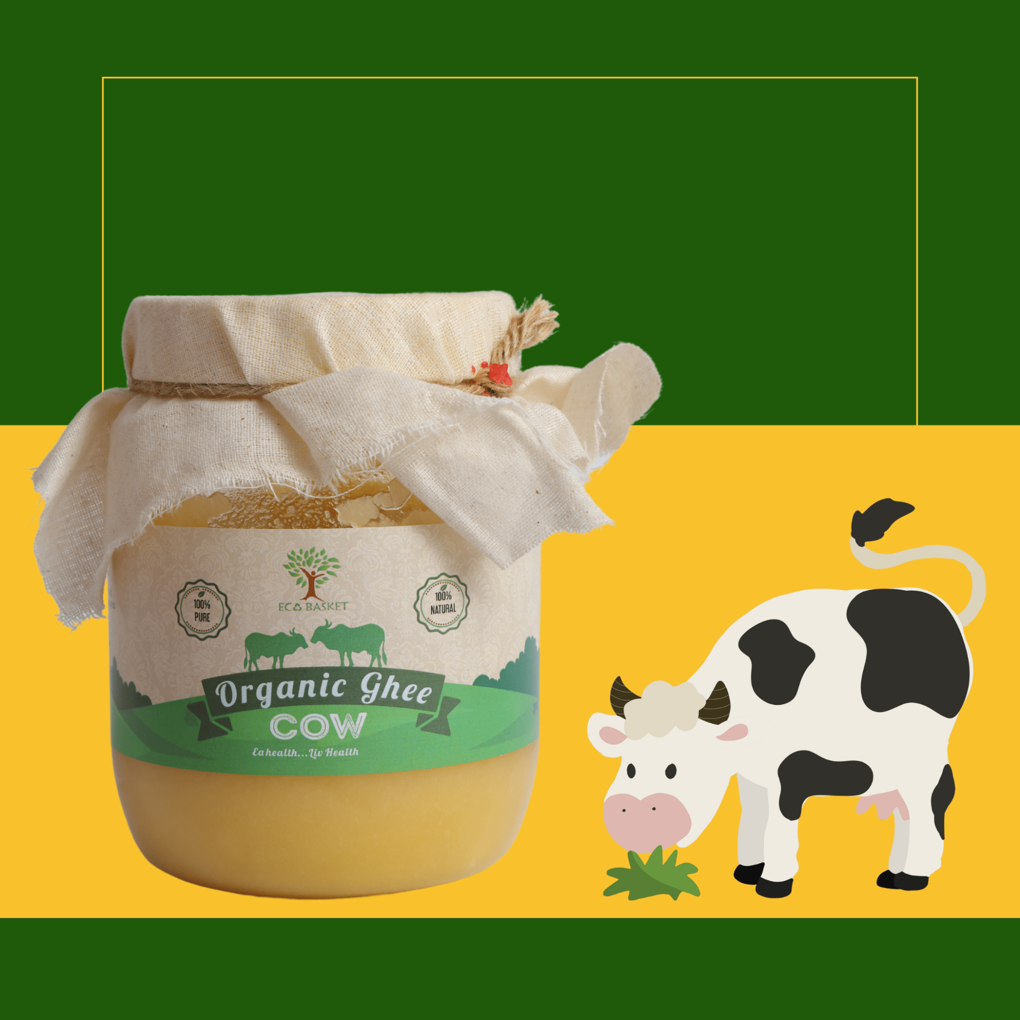ORGANIC COW GHEE 500 gm - ECOBASKETINDIA
