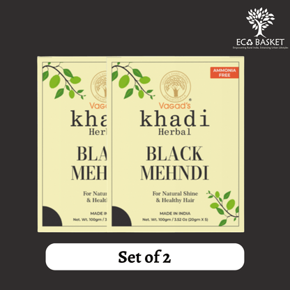 Vagad's Khadi Herbal Gramodaya Pure Natural Black Mehndi For Hair - ECOBASKETINDIA