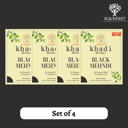 Vagad's Khadi Herbal Gramodaya Pure Natural Black Mehndi For Hair - ECOBASKETINDIA