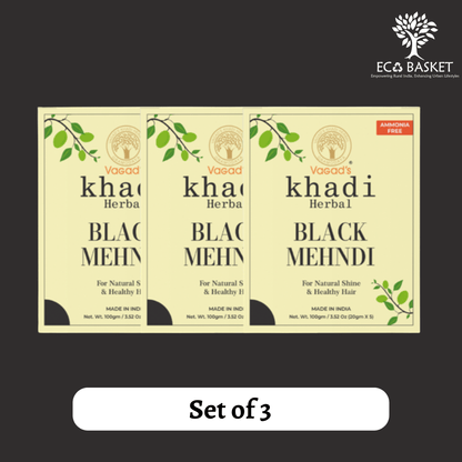 Vagad's Khadi Herbal Gramodaya Pure Natural Black Mehndi For Hair - ECOBASKETINDIA