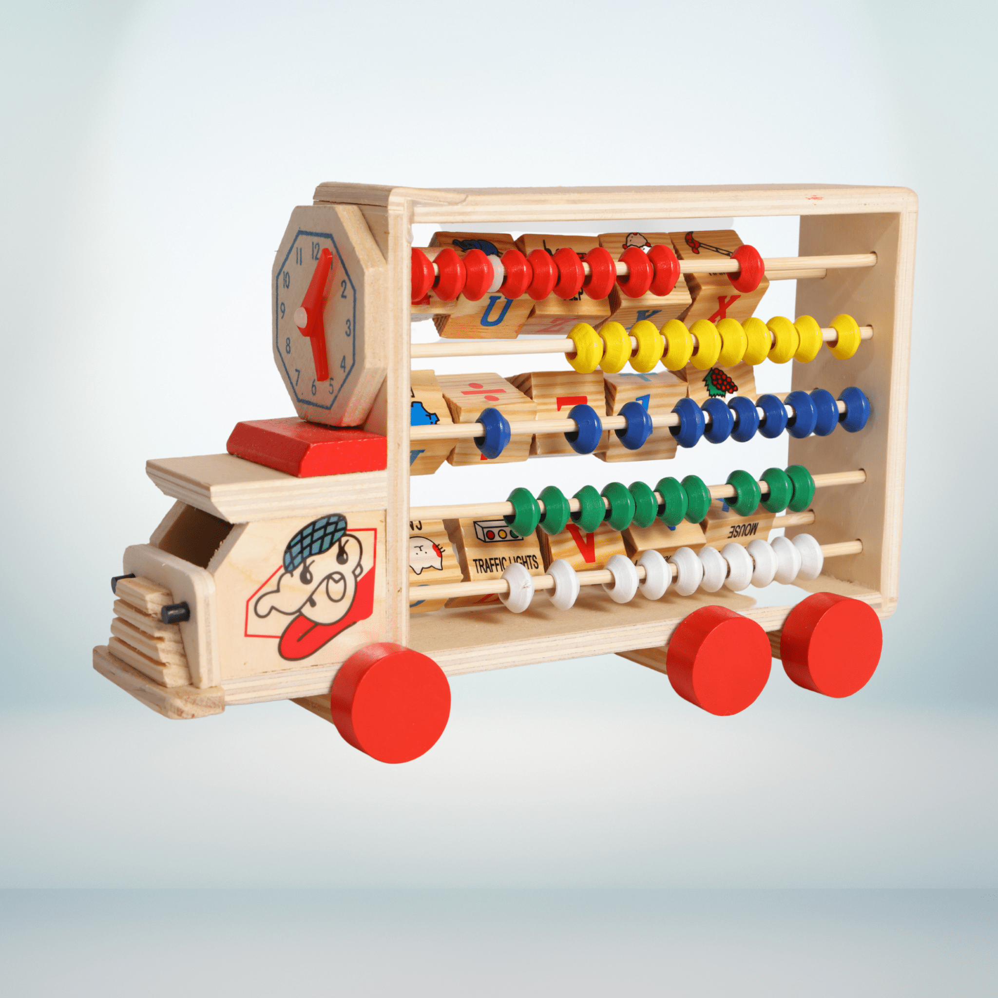 Wooden ABCD and Counting Special Bus - ECOBASKETINDIA
