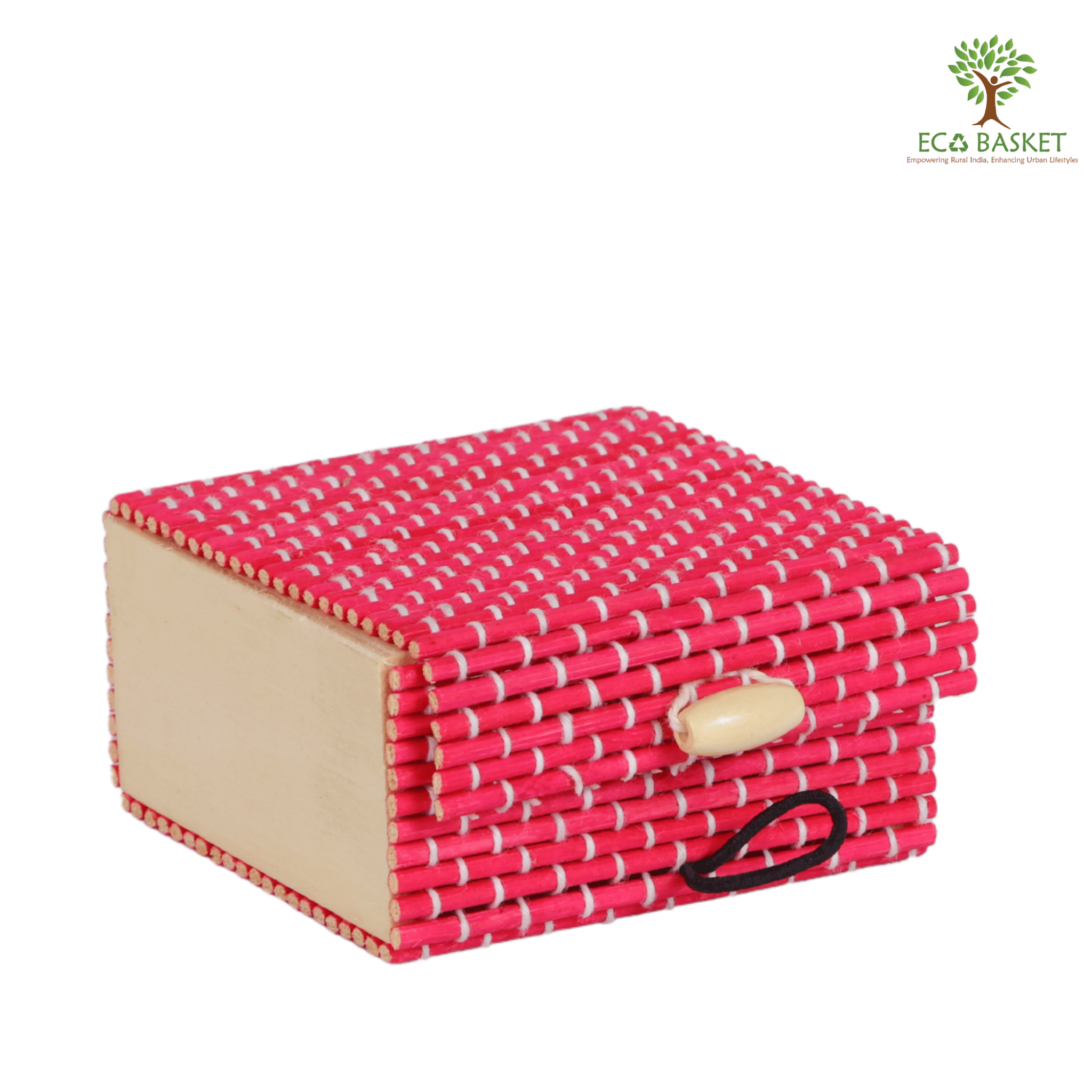 Wooden Bamboo Stick Pouch Square - ECOBASKETINDIA