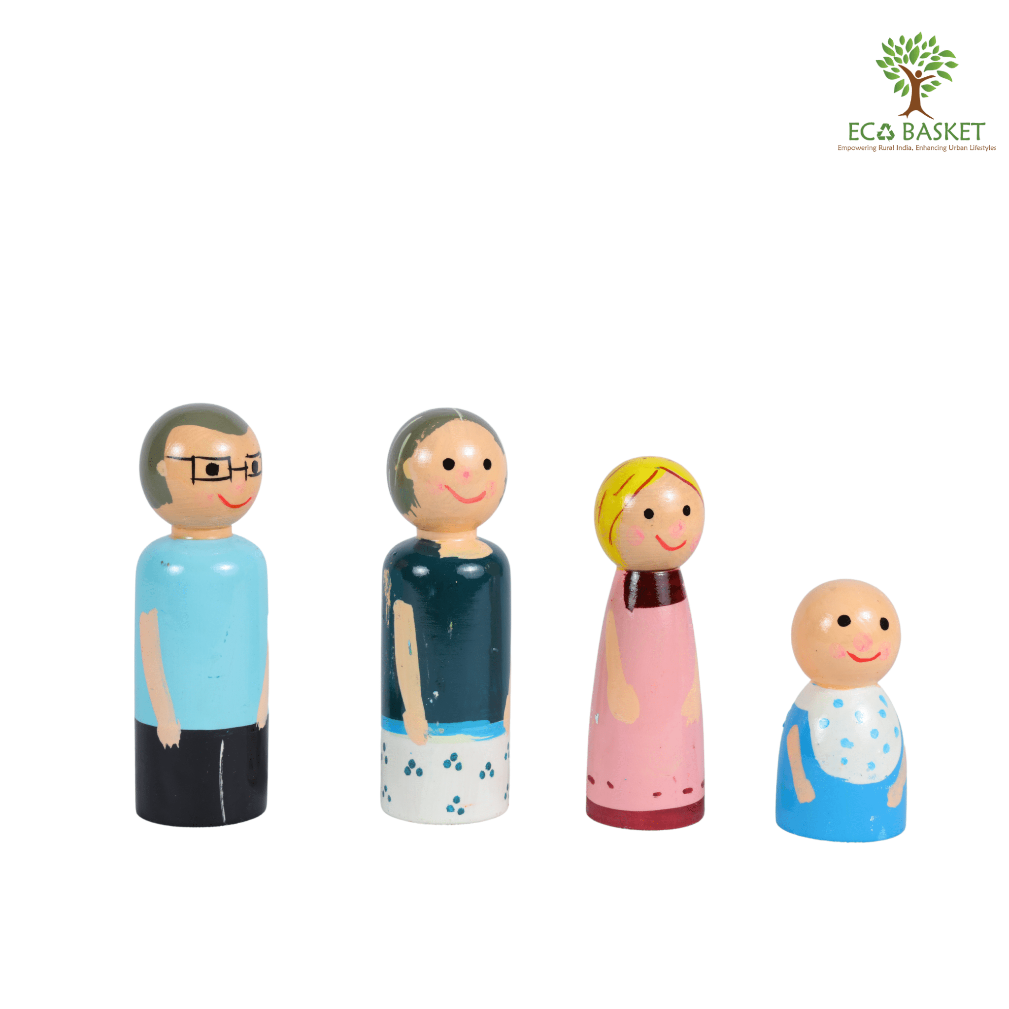 Wooden Family Set of 4 - ECOBASKETINDIA